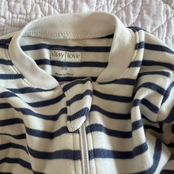 Kissy Kissy Newborn Zipper Footie, Navy Stripes - Picture 2 of 2